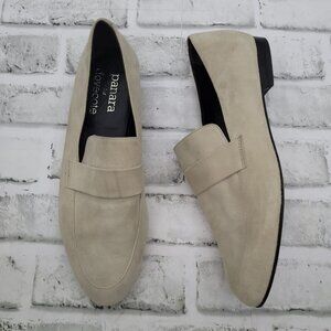 Panara for Dovecote Beige Cream Suede Loafers Almond Toe Women's 39 EU 8 US